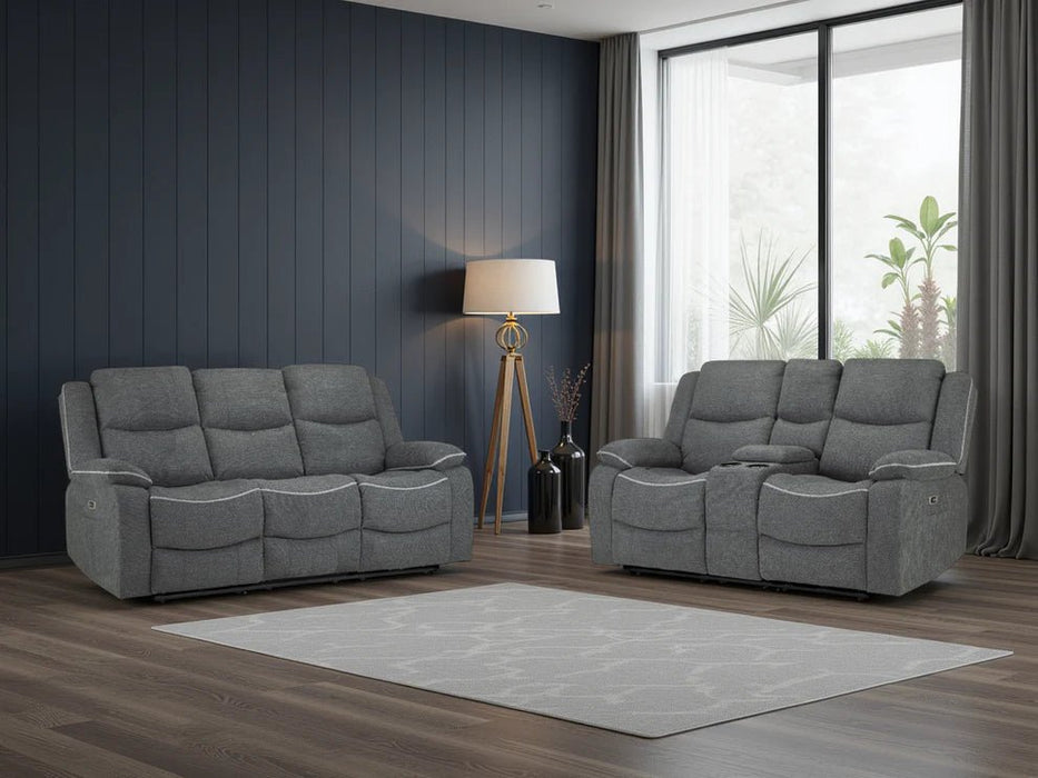 Hadleigh Grey Fabric 3+2 Electric Recliner Sofa Set - Luminex FurnitureSofasharald_3+2_grey_fabric