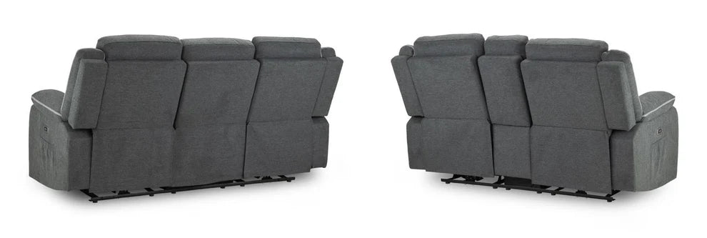 Hadleigh Grey Fabric 3+2 Electric Recliner Sofa Set - Luminex FurnitureSofasharald_3+2_grey_fabric