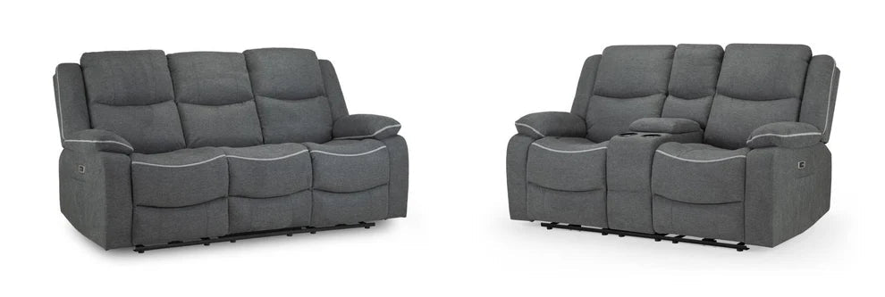 Hadleigh Grey Fabric 3+2 Electric Recliner Sofa Set - Luminex FurnitureSofasharald_3+2_grey_fabric