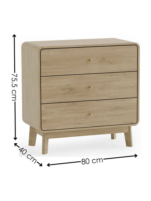 Halden 3 Drawer Chest in Oak - Luminex FurnitureChest of drawersING002