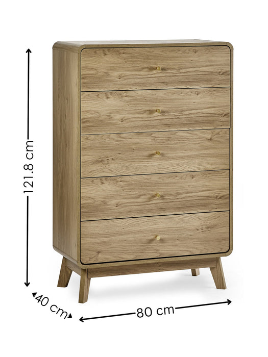 Halden 5 Drawer Chest in Oak - Luminex FurnitureChest of drawersING003