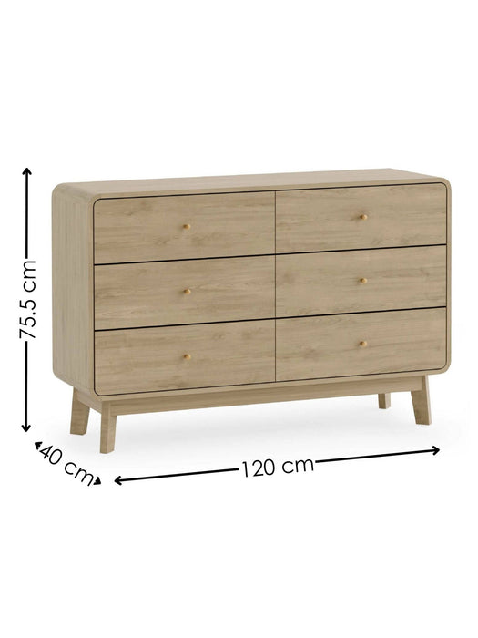 Halden 6 Drawer Dresser in Oak - Luminex FurnitureChest of drawersING004