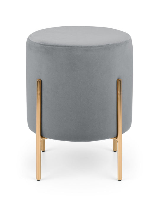Haleva Velvet Stool Grey – Luxury Gold - Leg Dressing Stool - Luminex FurnitureOttomanHAR301