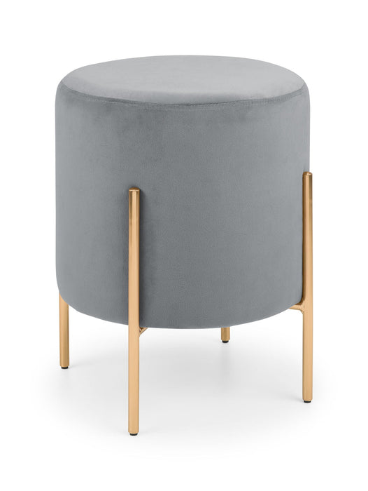 Haleva Velvet Stool Grey – Luxury Gold - Leg Dressing Stool - Luminex FurnitureOttomanHAR301