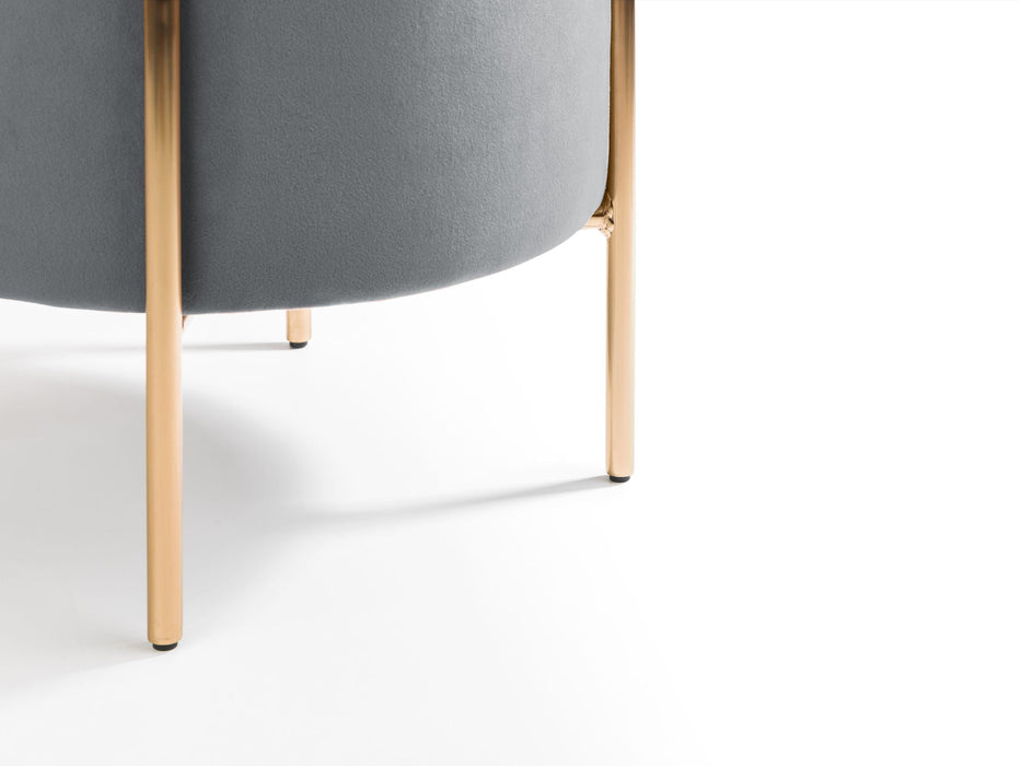 Haleva Velvet Stool Grey – Luxury Gold - Leg Dressing Stool - Luminex FurnitureOttomanHAR301