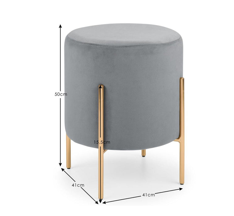 Haleva Velvet Stool Grey – Luxury Gold - Leg Dressing Stool - Luminex FurnitureOttomanHAR301