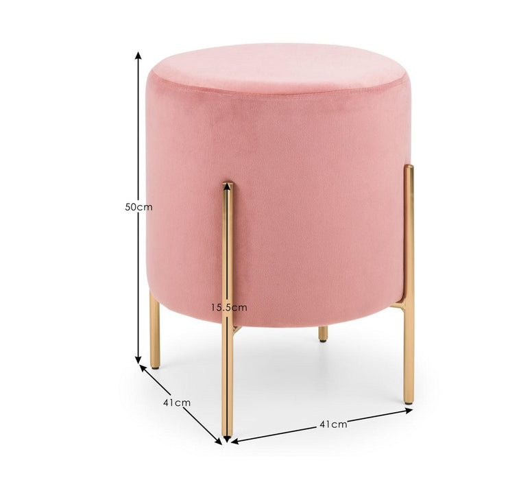 Haleva Velvet Stool Pink – Luxury Gold - Leg Dressing Stool - Luminex FurnitureOttomanHAR401