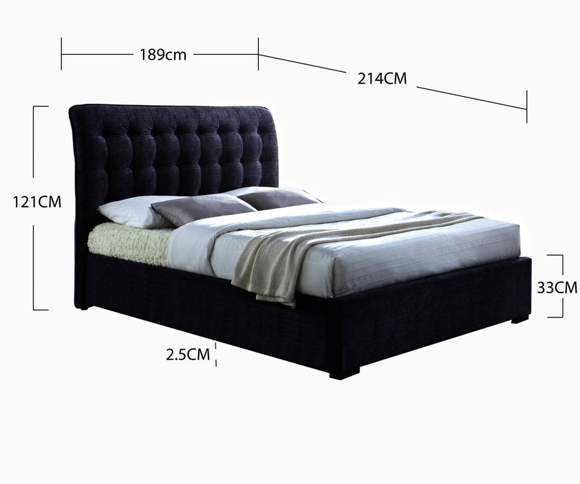 Hamilton Dark Grey Fabric Bed - Luminex FurnitureBedHAMIL46DGREY