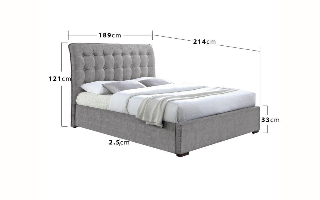 Hamilton Light Grey Fabric Bed - Luminex FurnitureBedHAMIL46LGREY