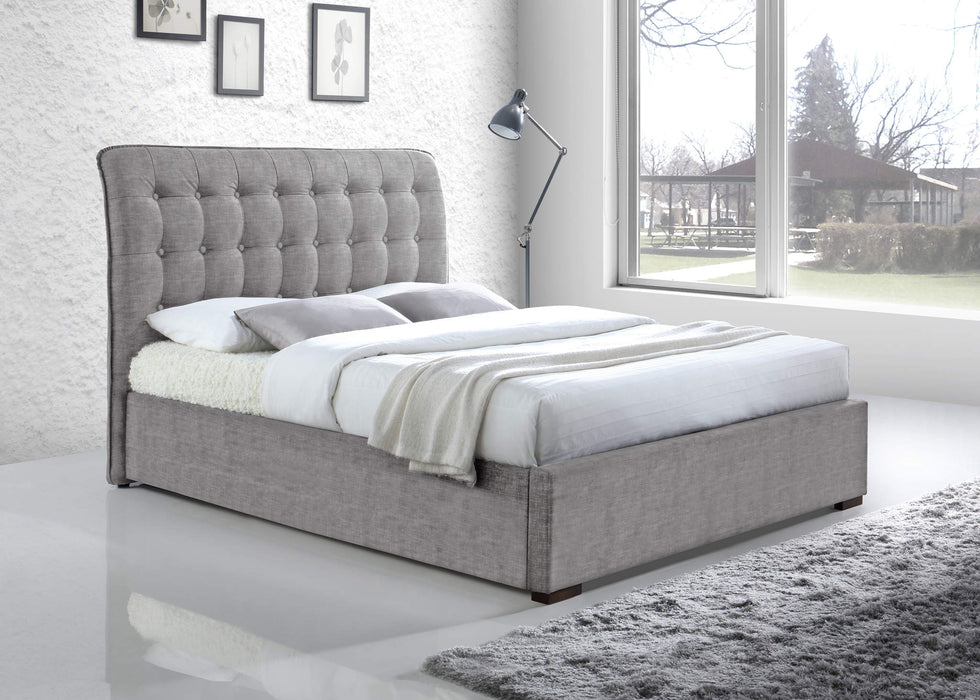 Hamilton Light Grey Fabric Bed - Luminex FurnitureBedHAMIL46LGREY