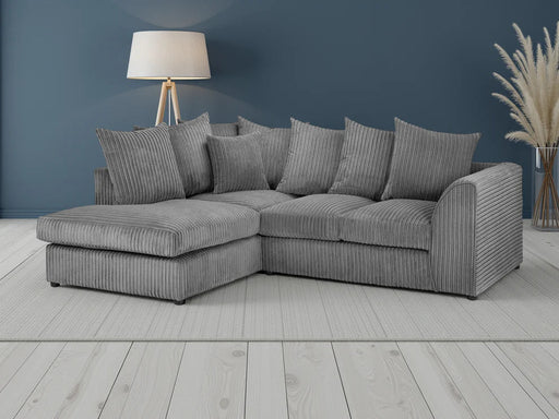 Hampton Grey Jumbo Cord Left Hand Corner Sofa – Modern Fabric Comfort - Luminex FurnitureSofasharley_jumbo_sofa_grey_left_hand_facing_corner
