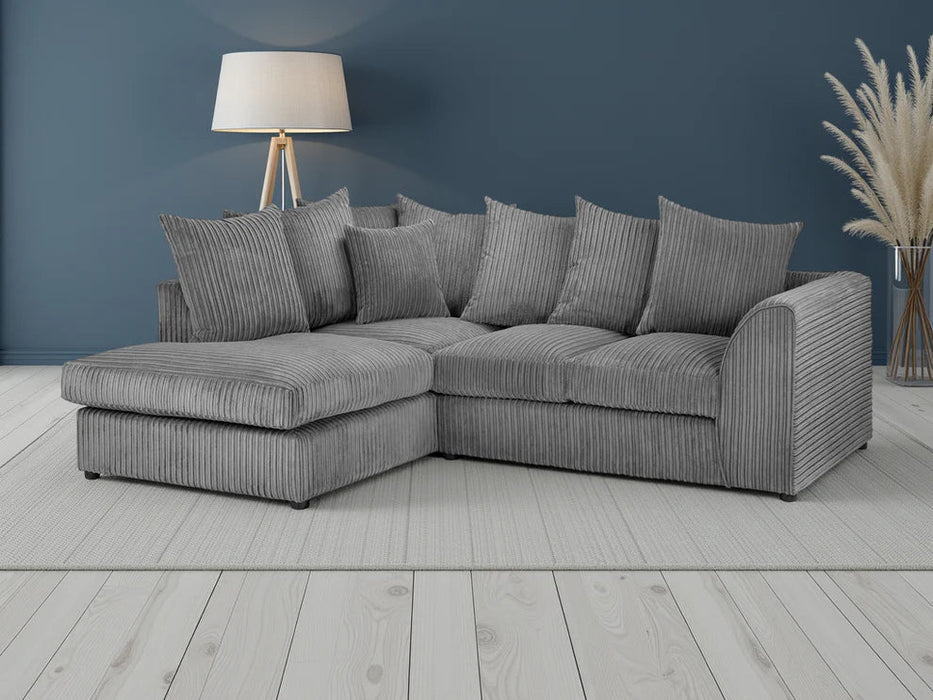 Hampton Grey Jumbo Cord Left Hand Corner Sofa – Modern Fabric Comfort - Luminex FurnitureSofasharley_jumbo_sofa_grey_left_hand_facing_corner