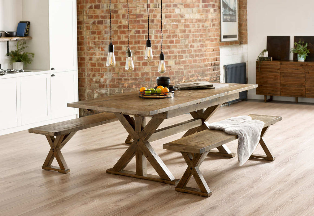 Harper Dining Set – Extending Table & 2 Benches | Reclaimed Wood - Luminex FurnitureDining SetCHA950