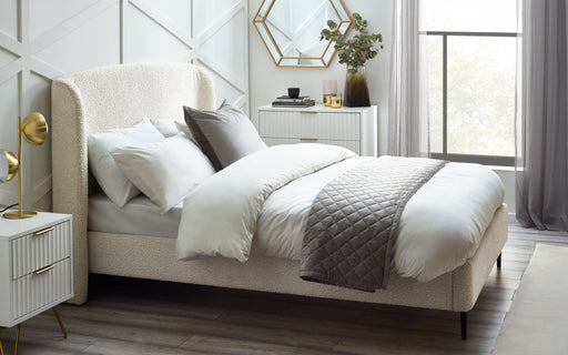 Harper Ivory Bouclé - Upholstered Bed with Curved Headboard - Luminex FurnitureFabric BedsEDE001