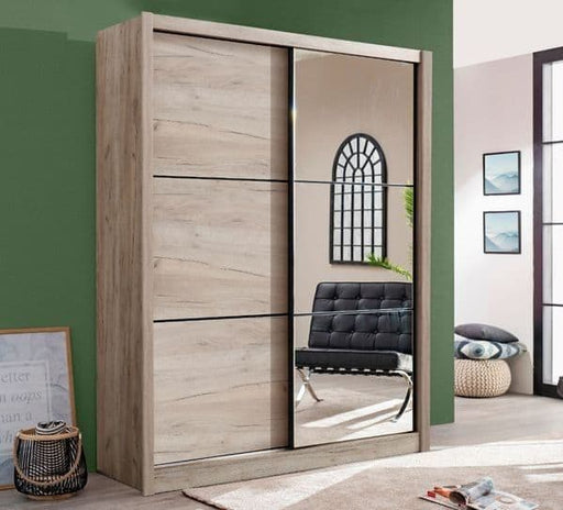 Harrington Sliding Door Wardrobe – Oak Effect, 166cm Wide - LuminexFurnitureWardrobe3085