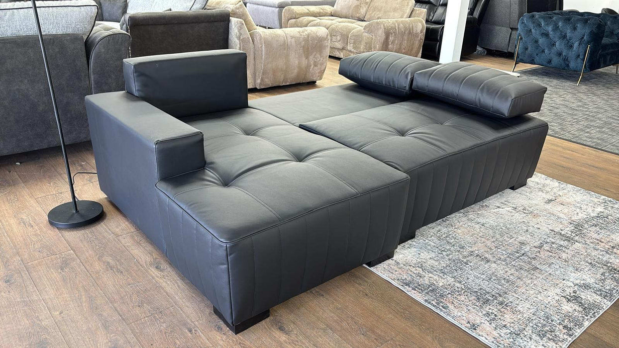 Hartwell Black Faux Leather Left Hand Corner Sofa Bed with Storage - Luminex FurnitureSofashugo_black_left_hand
