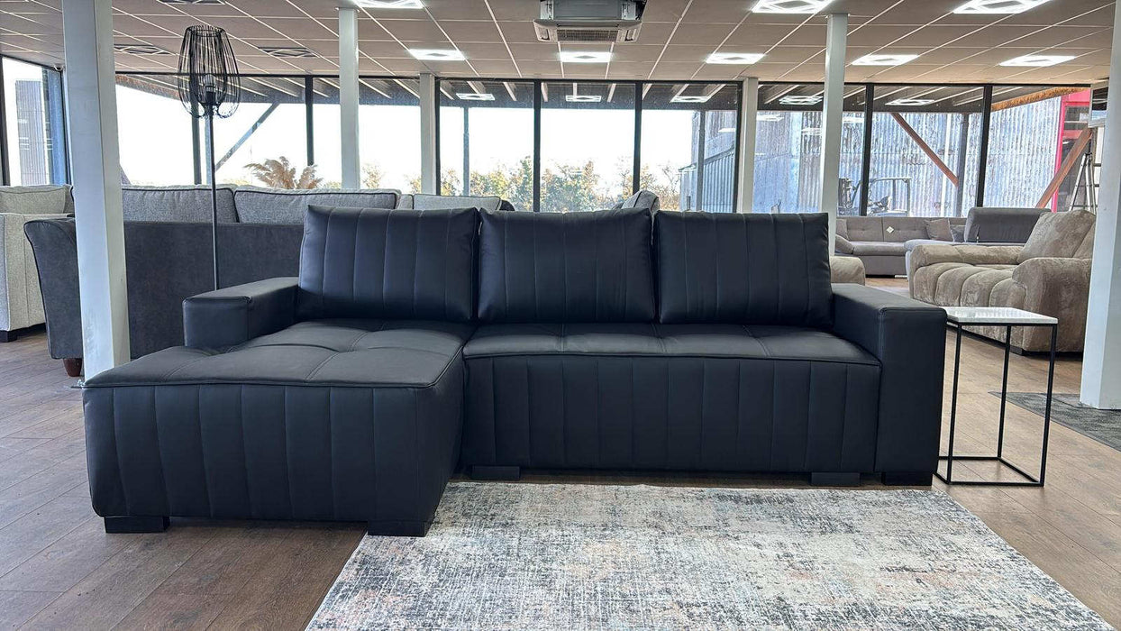 Hartwell Black Faux Leather Left Hand Corner Sofa Bed with Storage - Luminex FurnitureSofashugo_black_left_hand