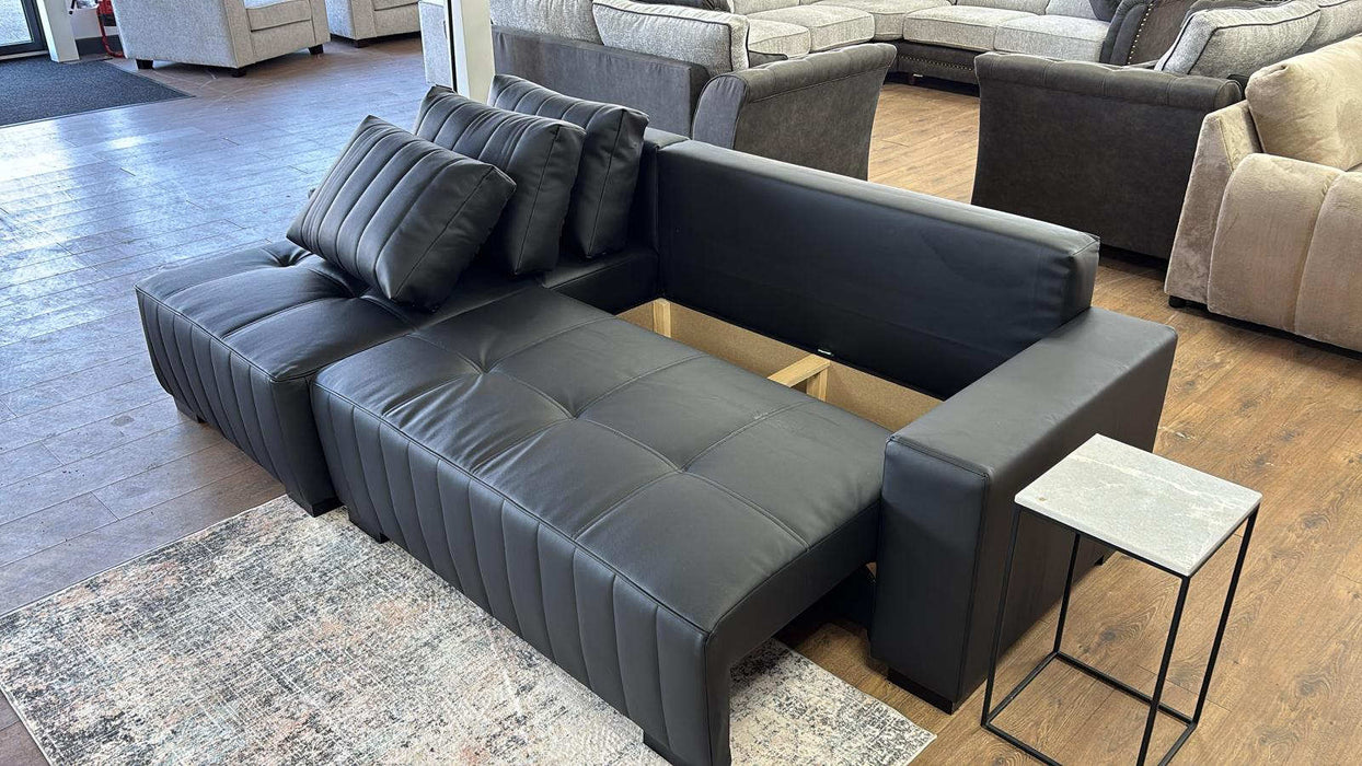 Hartwell Black Faux Leather Left Hand Corner Sofa Bed with Storage - Luminex FurnitureSofashugo_black_left_hand