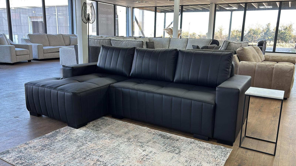 Hartwell Black Faux Leather Left Hand Corner Sofa Bed with Storage - Luminex FurnitureSofashugo_black_left_hand