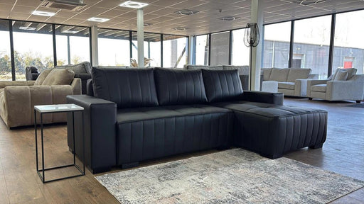 Hartwell Black Faux Leather Right Hand Corner Sofa Bed with Storage - Luminex FurnitureSofashugo_black_right_hand