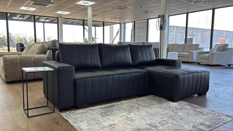 Hartwell Black Faux Leather Right Hand Corner Sofa Bed with Storage - Luminex FurnitureSofashugo_black_right_hand