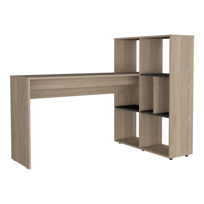Harvard Desk Washed Oak Corner With Bookcase - LuminexFurnitureDeskHR104