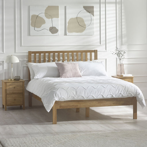 Harwood Bed – Ivory and Oak - Luminex FurnitureWooden BedsCOX307