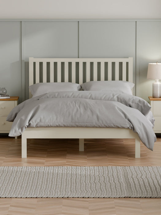 Harwood Bed – Ivory and Oak - Luminex FurnitureWooden BedsCOX407