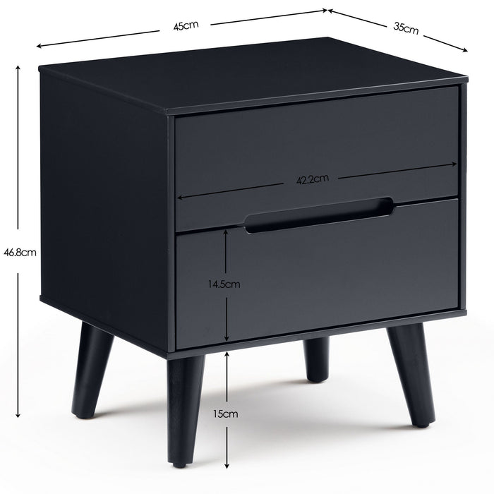 Havana 2 Drawer Bedside in Anthracite - Luminex FurnitureBedside TableALI211