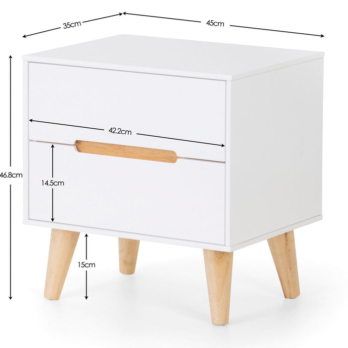 Havana 2 Drawer Bedside in White with Oak - Luminex FurnitureBedside TableALI201