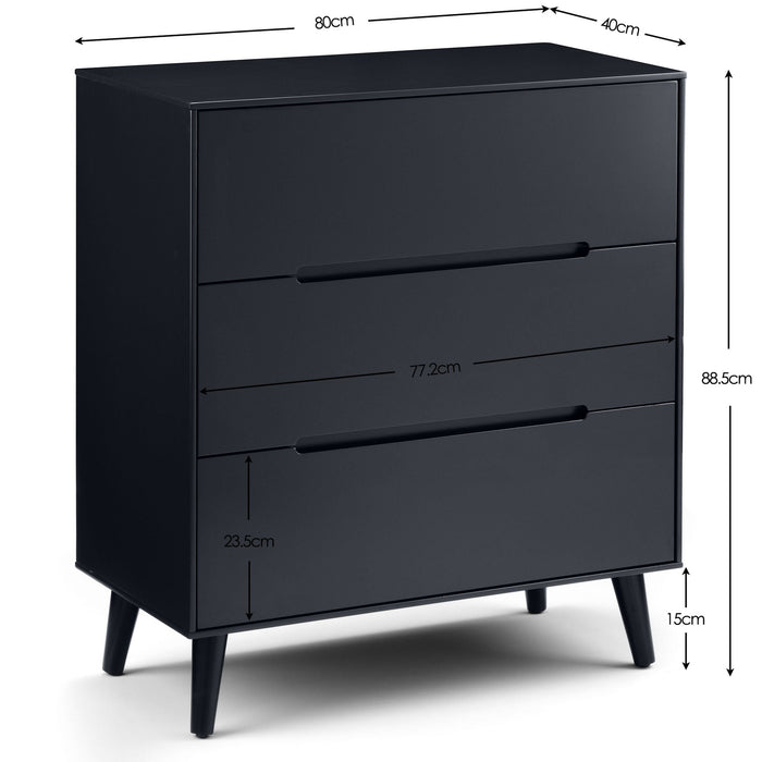 Havana 3 Drawer Chest in Matt Anthracite - Luminex FurnitureChest of drawersALI212