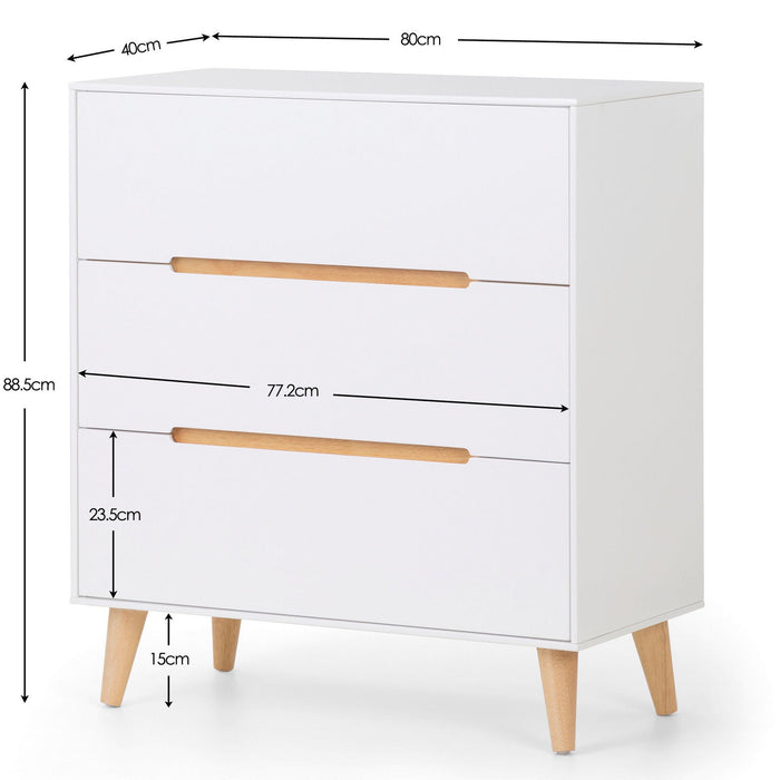 Havana 3 Drawer Chest in Matt White - Luminex FurnitureChest of drawersALI202