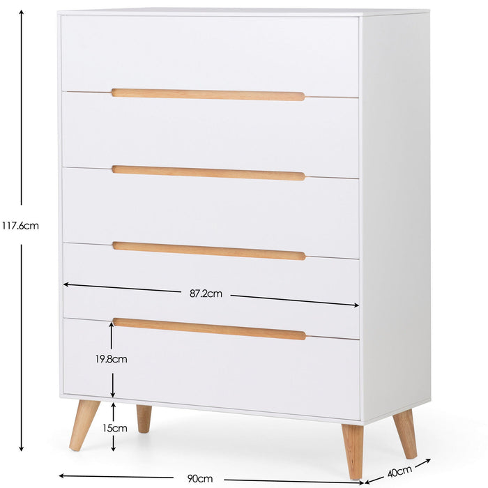 Havana 5 Drawer Chest in Matt White - Luminex FurnitureChest of drawersALI203