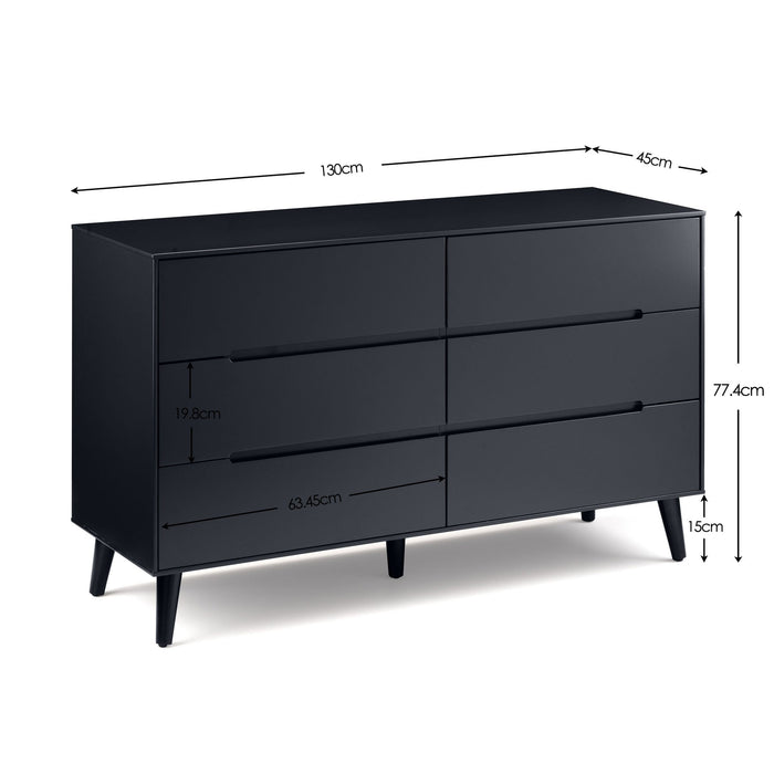 Havana 6 Drawer Wide Chest – Anthracite - Luminex FurnitureChest of drawersALI214