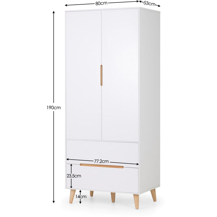 Havana Combination Wardrobe in Matt White with Oak Legs - Luminex FurnitureWardrobeALI205