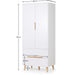 Havana Combination Wardrobe in Matt White with Oak Legs - Luminex FurnitureWardrobeALI205