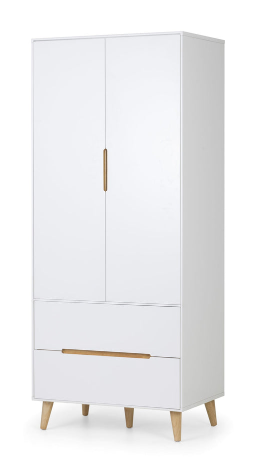 Havana Combination Wardrobe in Matt White with Oak Legs - Luminex FurnitureWardrobeALI205