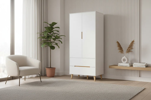 Havana Matt White 2 Door 2 Drawer Combination Wardrobe - Luminex FurnitureWardrobeALI205