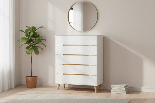Havana Matt White 5 Drawer Chest of Drawers - Luminex FurnitureChest of drawersALI203