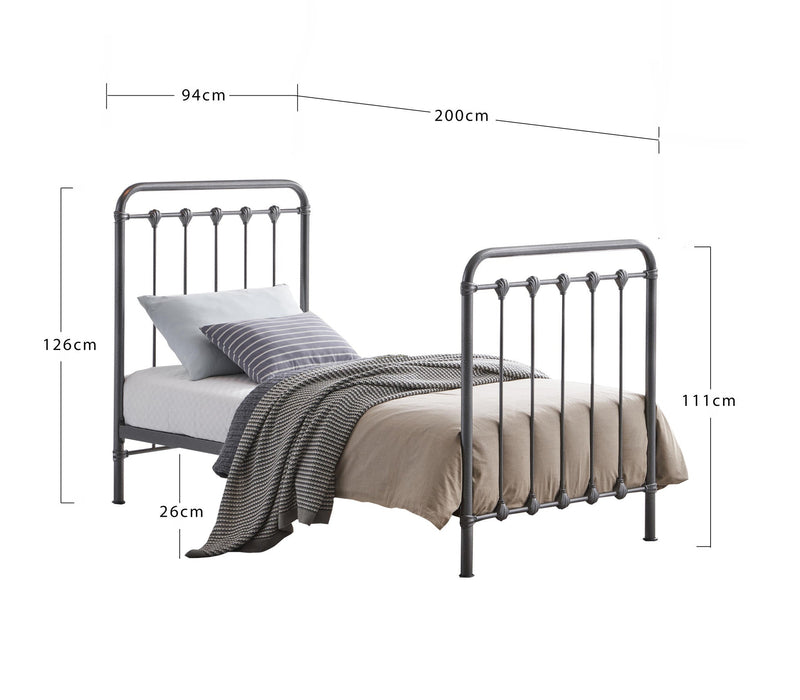 Havana Speckled Silver Metal Bed - Luminex FurnitureBedHAV3SIL