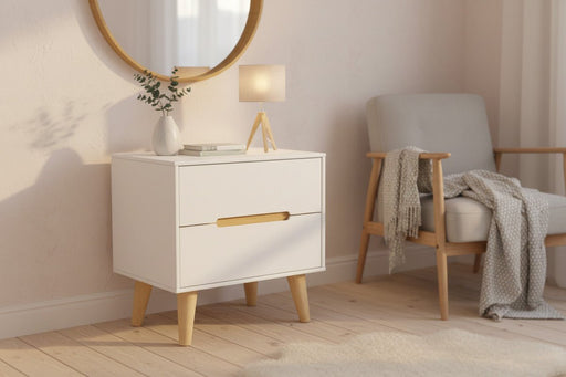 Havana White 2 Drawer Bedside Table - Luminex FurnitureBedside TableALI201