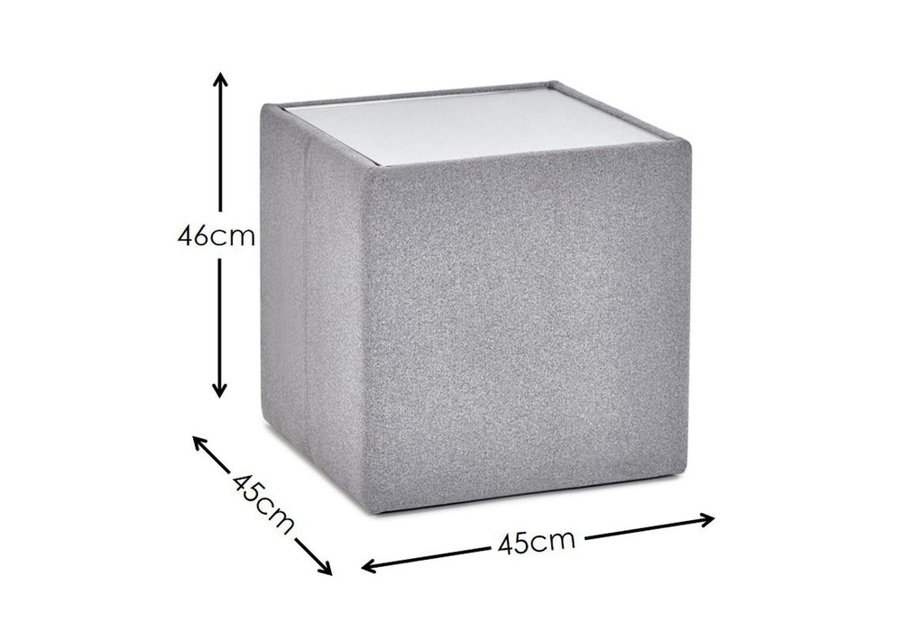 Helen Lamp Table – Platinum Grey Wool Effect & Glass Top - Luminex FurnitureLamp TableROH004