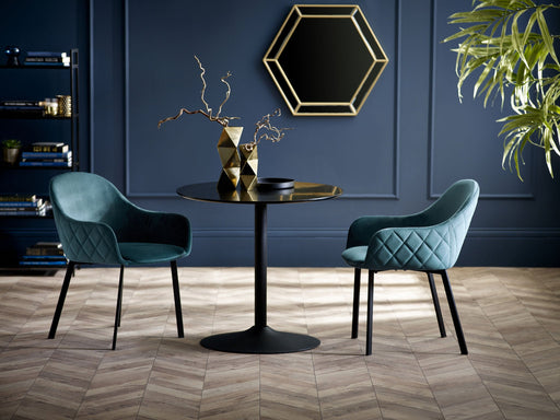 Helena 80cm Table & 2 Sorrel Velvet Chairs – Teal - Luminex FurnitureDining SetNER022