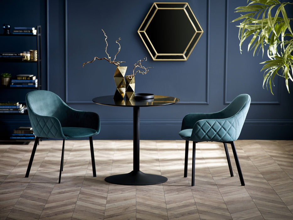 Helena 80cm Table & 2 Sorrel Velvet Chairs – Teal - Luminex FurnitureDining SetNER022