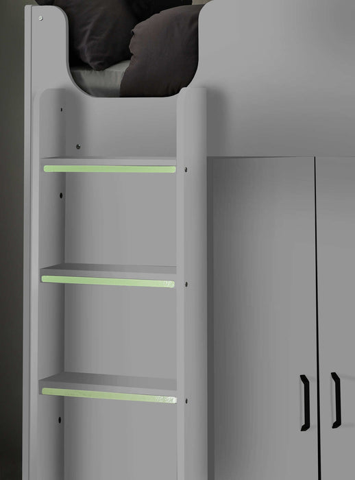 Henley High Sleeper Bed with Wardrobe & Desk – All White - Luminex FurnitureHigh SleepersHER013