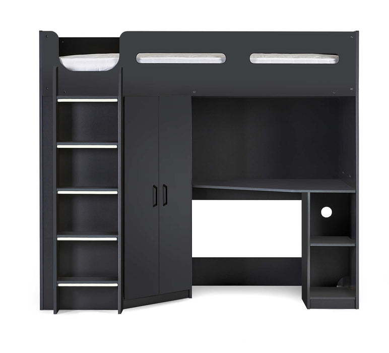 Henley High Sleeper Bed with Wardrobe & Desk – Anthracite - Luminex FurnitureHigh SleepersHER012