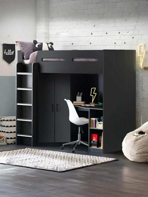 Henley High Sleeper Bed with Wardrobe & Desk – Anthracite - Luminex FurnitureHigh SleepersHER012
