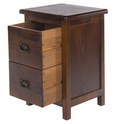 Highland Home Boston Bedside Table 2 Drawer Cabinet Dark Brown - LuminexFurnitureBedside TableBT209