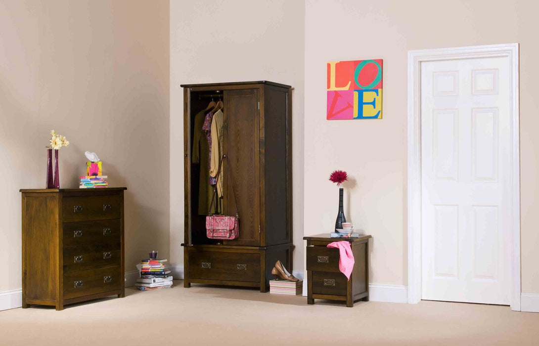Highland Home Boston Bedside Table 2 Drawer Cabinet Dark Brown - LuminexFurnitureBedside TableBT209