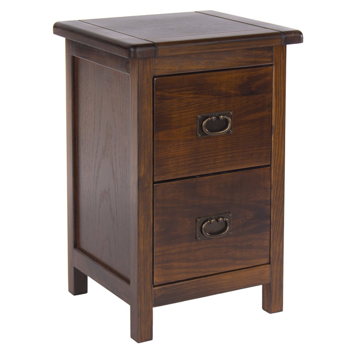 Highland Home Boston Bedside Table 2 Drawer Cabinet Dark Brown - LuminexFurnitureBedside TableBT209
